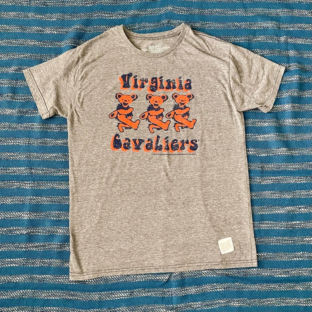 Grateful Dead x Virginia Cavaliers grey t-shirt. Size L. EUC. UVA. Dancing Bears